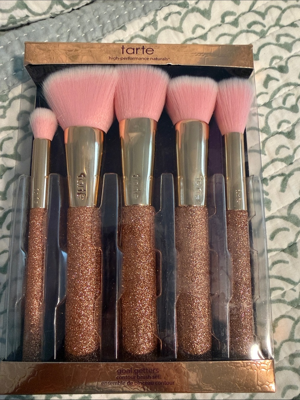 tarte Pink & Rose Gold Glitter Makeup Brush Set
